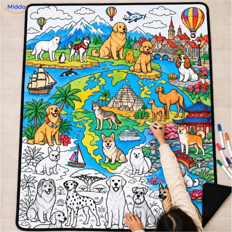 Couverture à colorier ColorFlow - Chiens autour du monde
