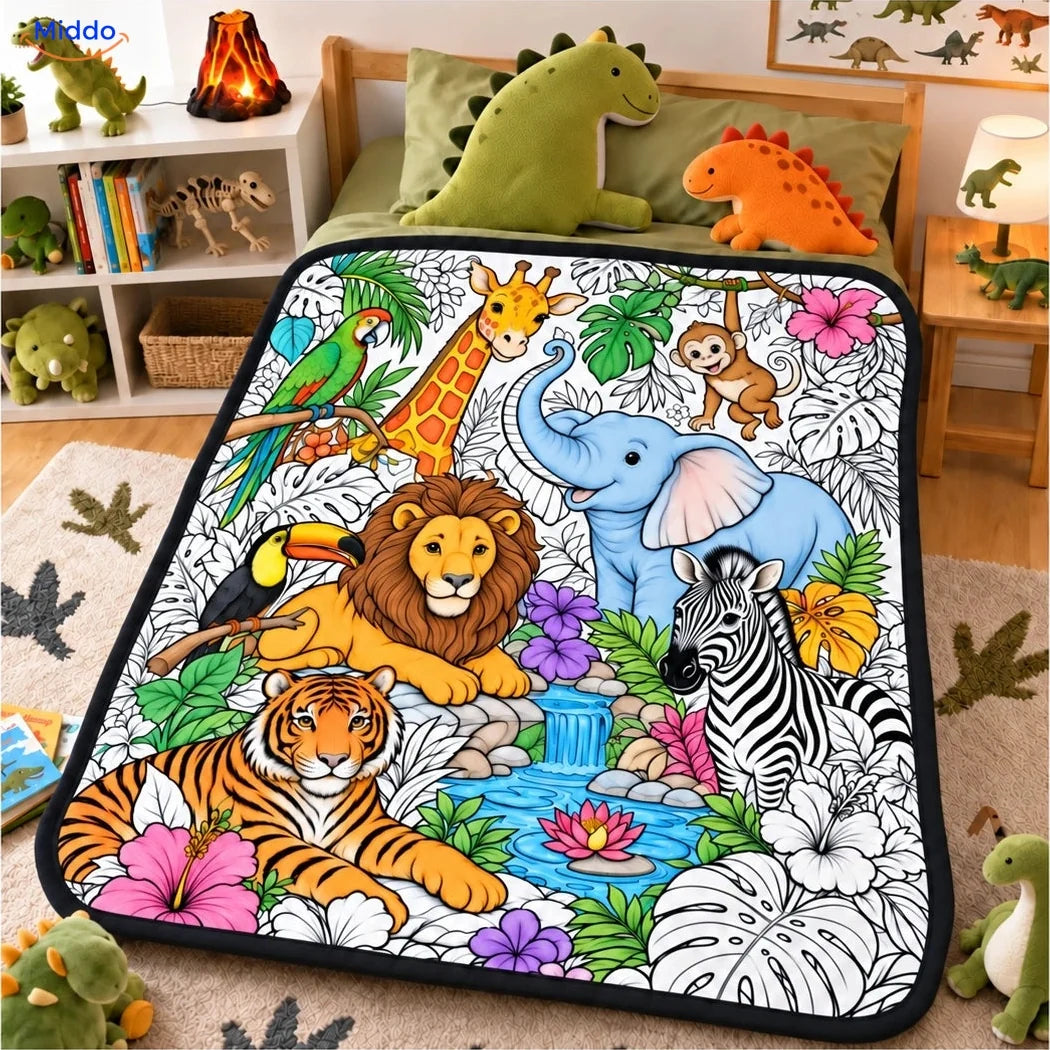 Couverture à colorier ColorFlow - Animaux de la jungle
