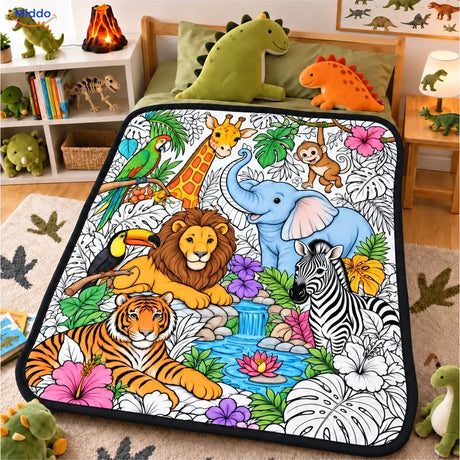 Couverture à colorier ColorFlow - Animaux de la jungle