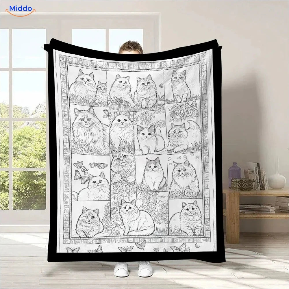 Couverture à colorier ColorFlow - Chats en cases