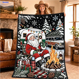 Couverture à colorier ColorFlow - Père Noël près du camping-car