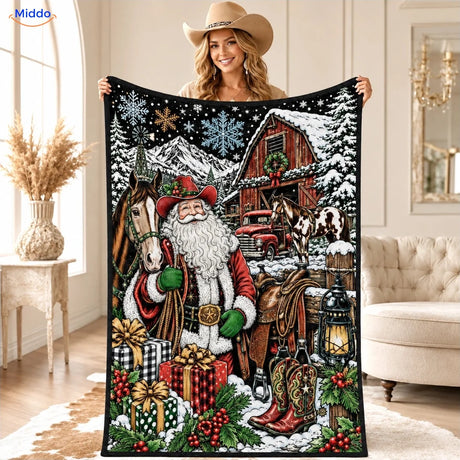 Couverture à colorier ColorFlow - Père Noël au ranch