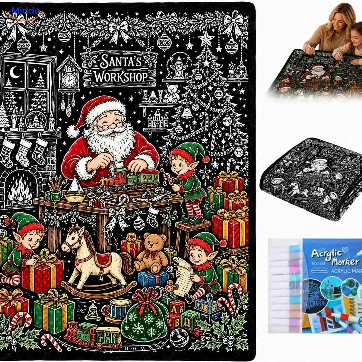 Couverture à colorier ColorFlow - Atelier du Père Noël