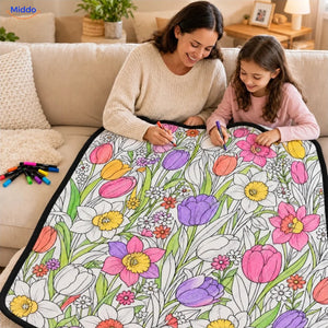 Couverture à colorier ColorFlow - Tulipes et fleurs