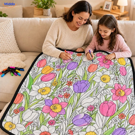 Couverture à colorier ColorFlow - Tulipes et fleurs