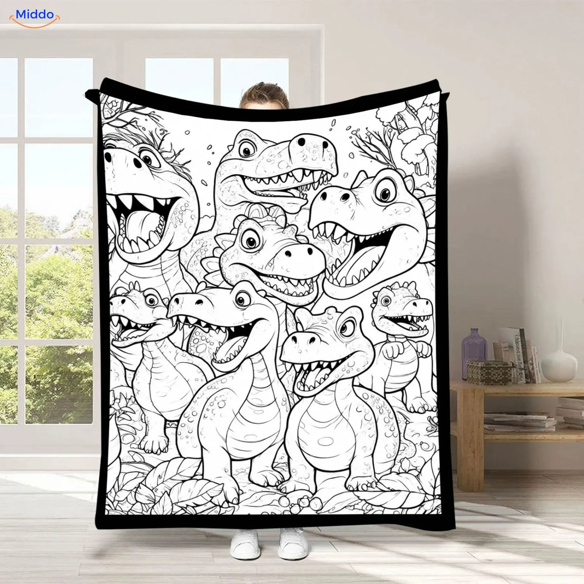 Couverture à colorier ColorFlow - Dinosaures joyeux
