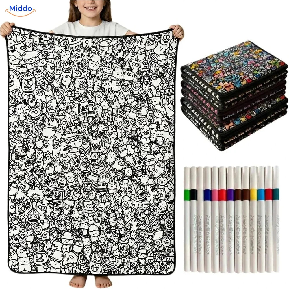 Couverture à colorier ColorFlow - Petits personnages doodle joyeux