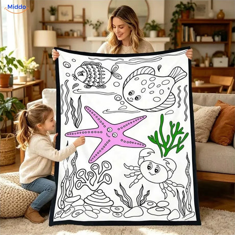 Couverture à colorier ColorFlow - Étoile de mer et animaux marins