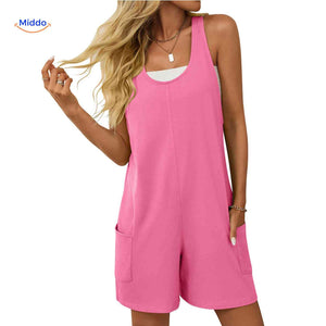 combinaison rose à coupe confortable avec poches, idéale pour un look décontracté