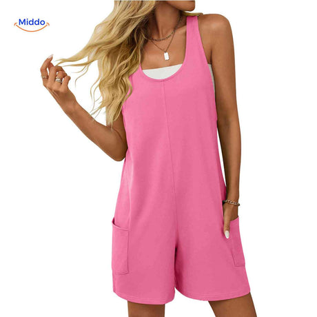 combinaison rose à coupe confortable avec poches, idéale pour un look décontracté