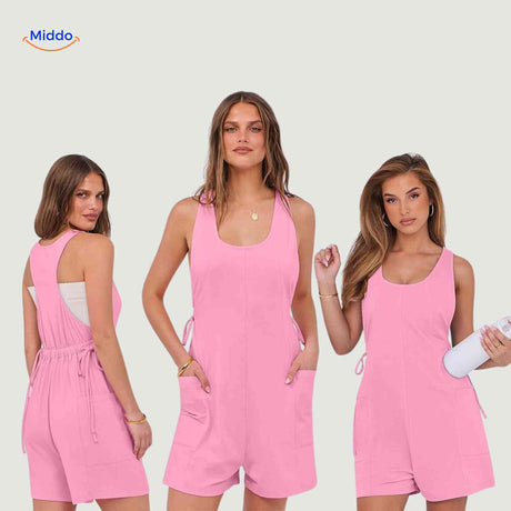 combinaison verte vue de dos, style racerback avec poches latérales
