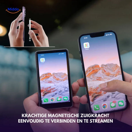 connexion magnétique instantanée de l'écran arrière sur la coque du smartphone
