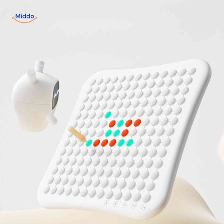 gobango console ia avec designs colorés et interactions robotiques sur plateau led matrix