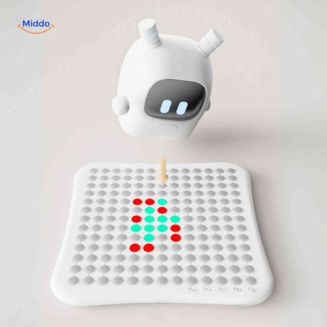 gobango console créative avec robot et motifs led colorés sur plateau d'entraînement intelligent