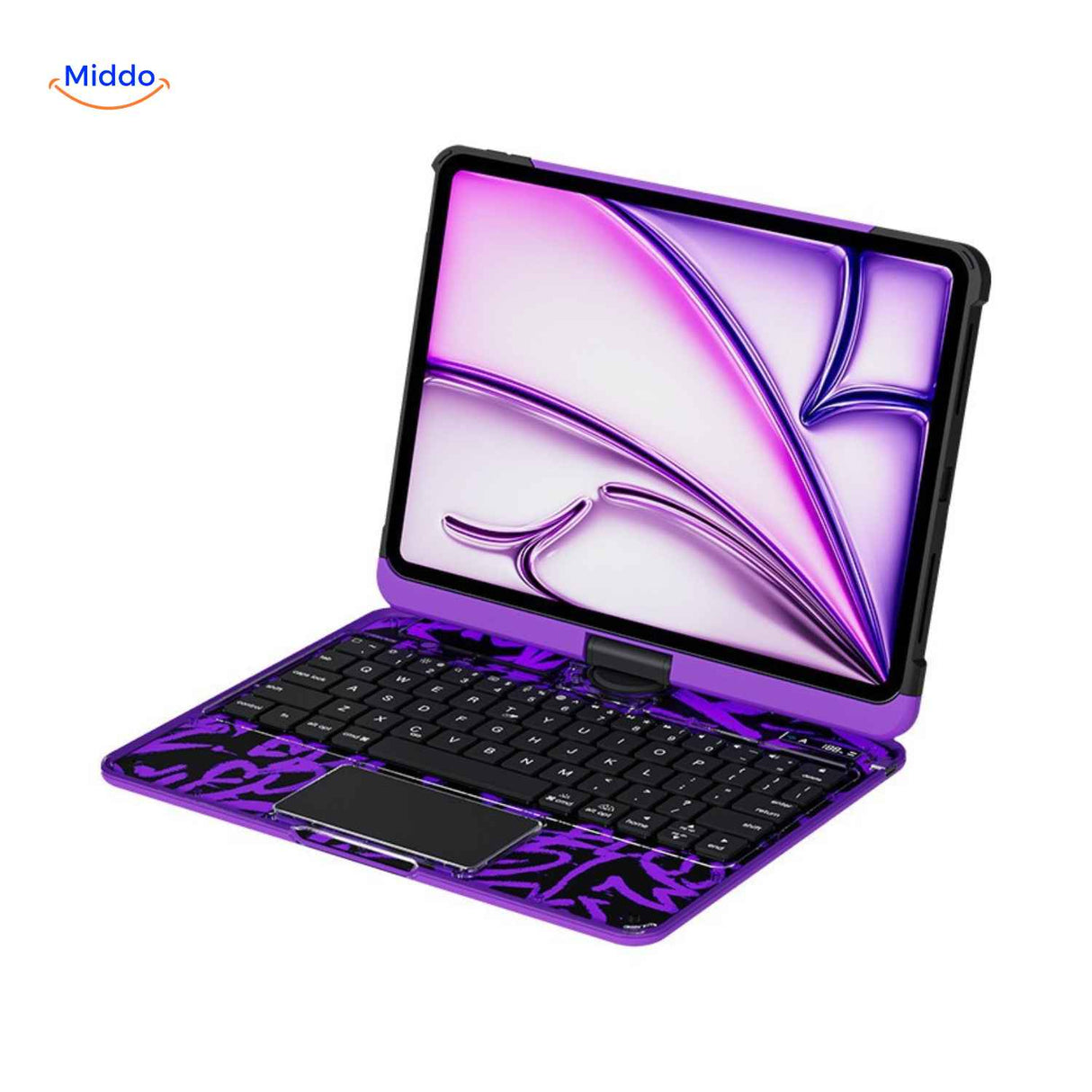 coque iPad clavier bluetooth violet avec support tablette, coloris mauve élégant