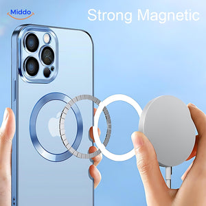 coque iphone avec anneau magnétique compatible recharge magsafe sans fil