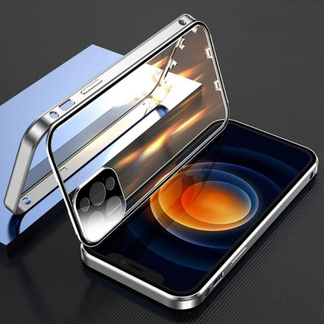 coque iphone compatible charge sans fil, coloris argent