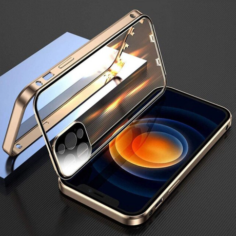 coque iphone compatible charge sans fil, coloris or