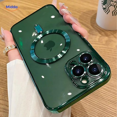 coque iphone coloris vert avec protection complète des objectifs
