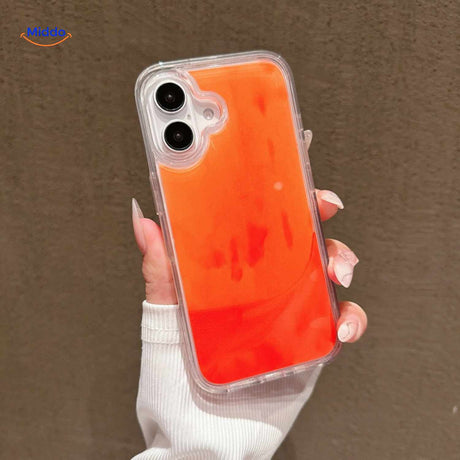 coque téléphone sable liquide orange vif avec style fluide et éclatant