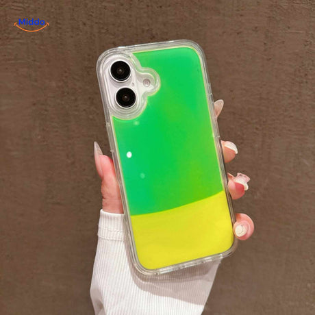 coque téléphone sable liquide avec dégradé de couleur vert et jaune