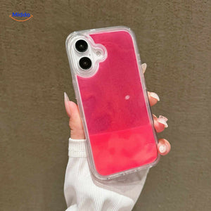 coque téléphone sable liquide rose avec effet pailleté et fluide