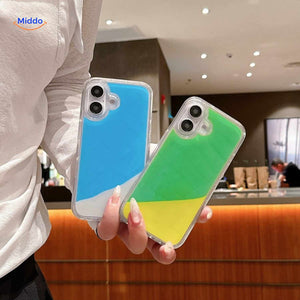 coques téléphone sable liquide en style dégradé bleu, vert et jaune