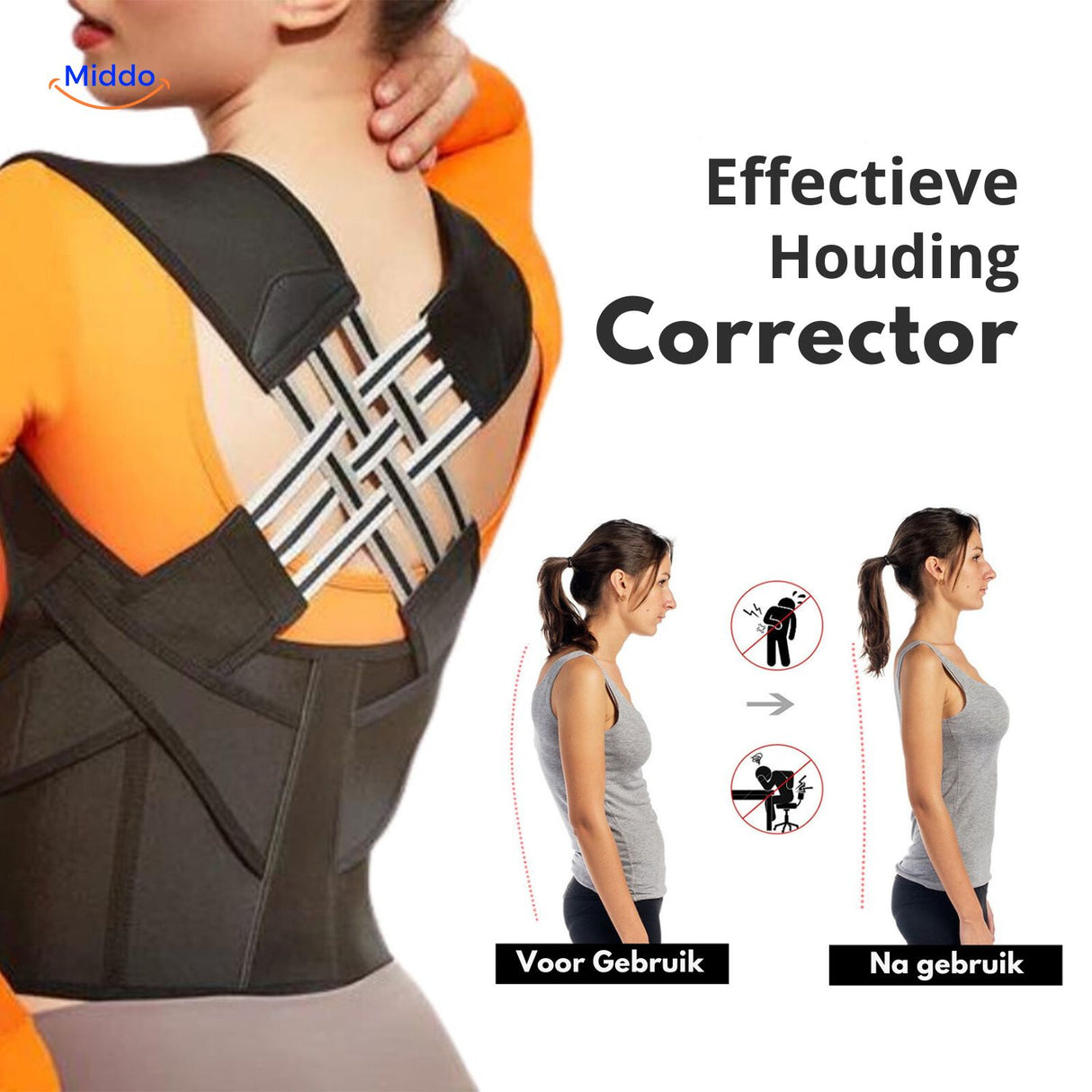 correcteur de posture dorsal : comparaison avant/après port du soutien lombaire