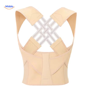 correcteur de posture dorsal en coloris beige, discret et ergonomique pour le dos