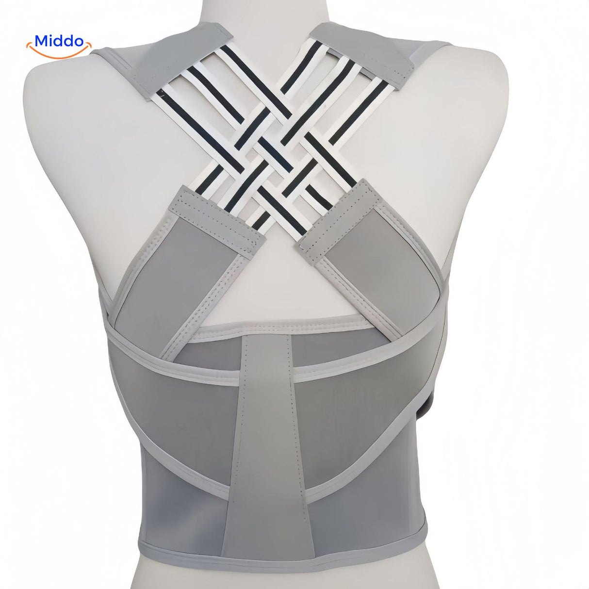 correcteur de posture dorsal en coloris gris, ajustable et confortable toute la journée
