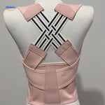 correcteur de posture dorsal en coloris rose, réglable et discret sous les vêtements