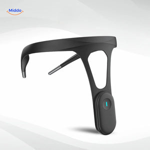 correcteur de posture vu de côté, forme ergonomique du collier discret