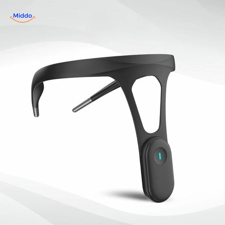 correcteur de posture vu de côté, forme ergonomique du collier discret