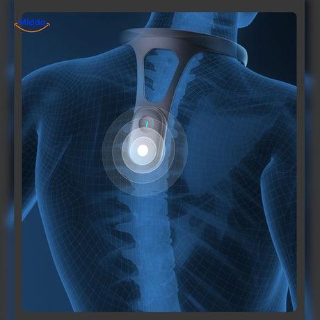 vue anatomique montrant l'activation du correcteur de posture sur la nuque