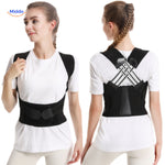 correcteur de posture dorsal vu de face et de dos, design ajustable