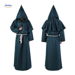 costume gothique de moine à capuche pour halloween, robe sombre au style médiéval prononcé