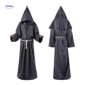 déguisement de prêtre médiéval, robe longue à capuche idéale pour halloween et carnaval