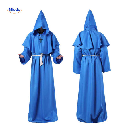 costume rituel médiéval pour halloween, robe à capuche longue à l'ambiance mystérieuse
