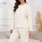 cosyluxe pyjama set wit zachte fleece loungewear www.middo.nl