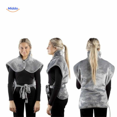 coussin chauffant vu de profil à 360 degrés, montrant sa forme enveloppante et ergonomique