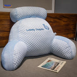 coussin lombaire rose clair avec motif lapin, soutien du dos délicat et confortable