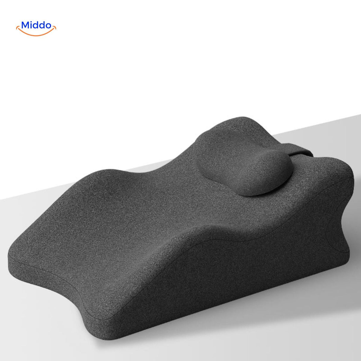 coussin noir avec appui-tête intégré pour un soutien complet du dos et du cou
