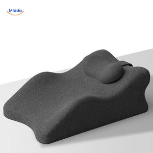 coussin noir avec appui-tête intégré pour un soutien complet du dos et du cou
