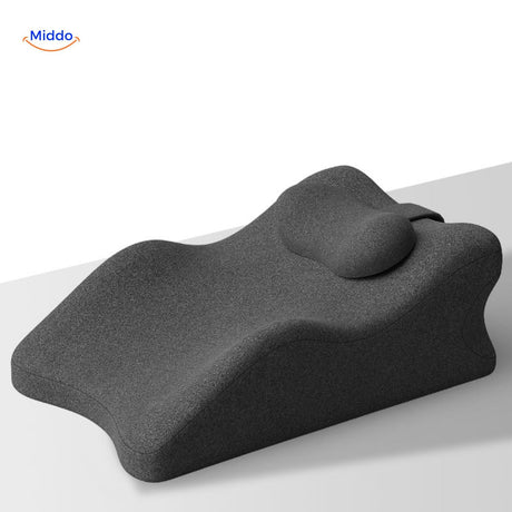 coussin noir avec appui-tête intégré pour un soutien complet du dos et du cou