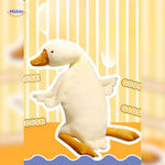 coussin oie blanche en position assise, peluche mignonne et ultra-douce pour enfants et adultes