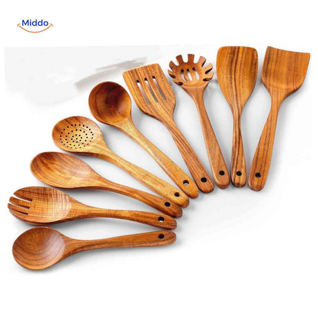 cuillères et spatules en bois de teck durables et naturelles, cuisine écologique