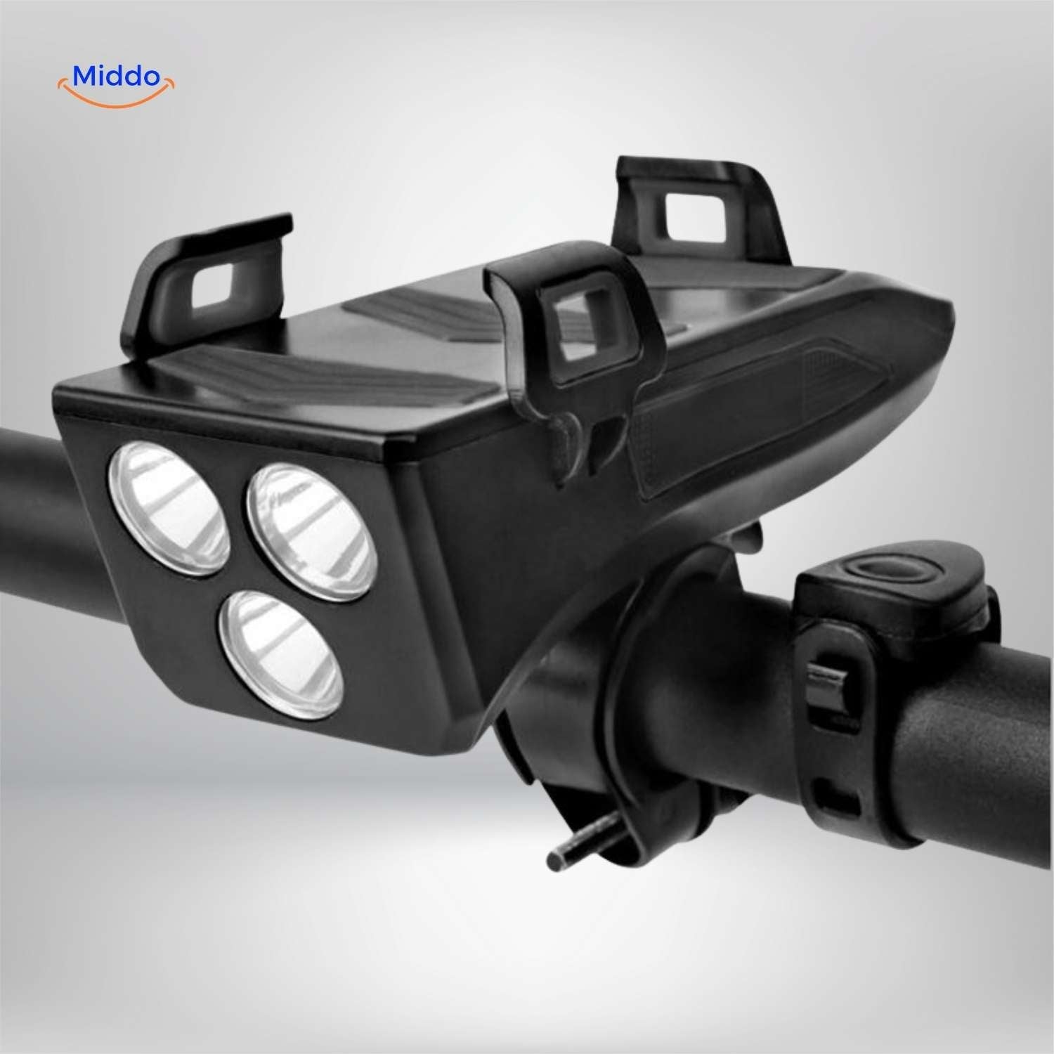 cyclomax fietsgadget telefoonhouder powerbank licht claxon op fiets www.middo.nl