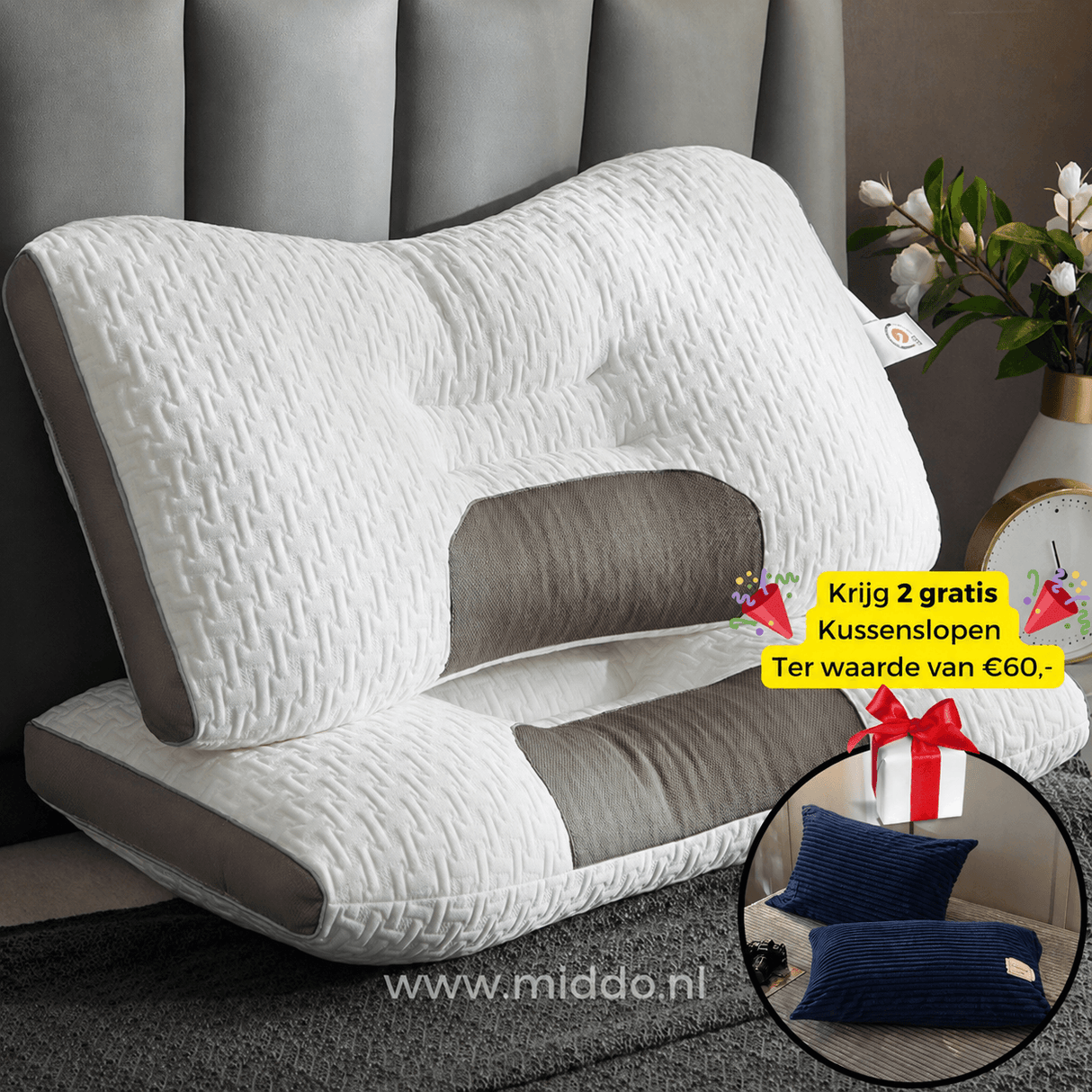 Oreiller Ergonomique DreamGuard Pro™ pour Dormeurs sur le Dos et le Côté + Taies en Velours Offertes ! 🔥