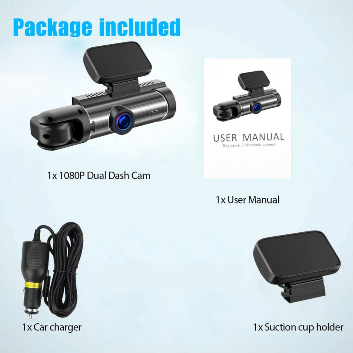 dashcam pro contenu du kit avec tous les accessoires inclus dans l'emballage prêt à l'emploi