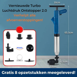 déboucheur turbo 2.0 en coloris bleu avec détails de la tête et du manche